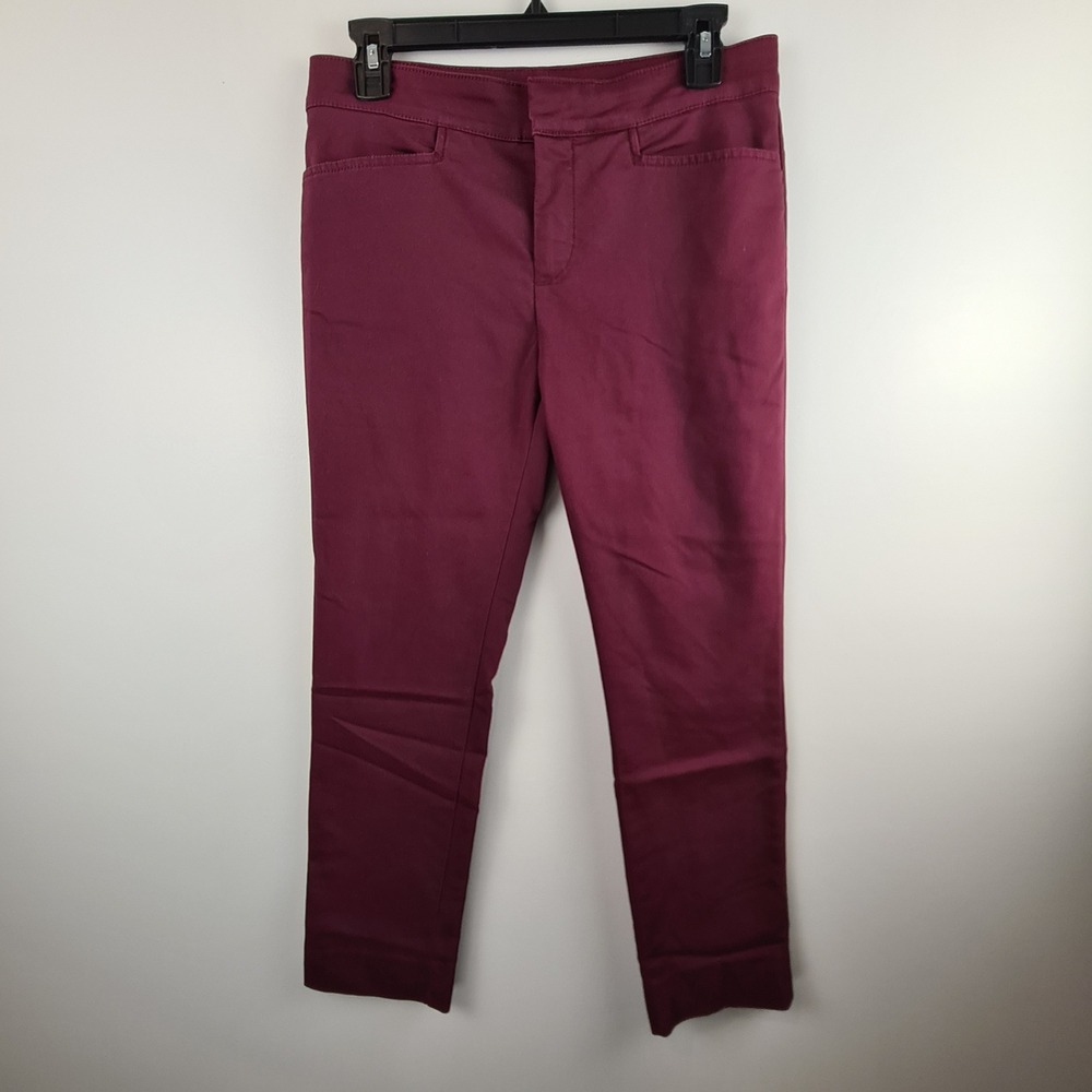 Chaps Petite Women 6P Burgundy Straight Leg Stretch Dress Pants Maroon Career